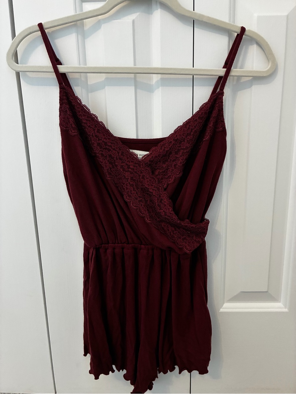 Gilly Hicks Burgundy Lace-Trim Sleep Romper